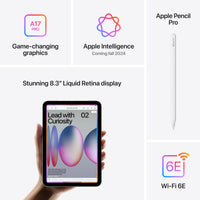 Apple iPad mini (A17 Pro): Apple Intelligence, 8.3-inch Liquid Retina Display, 128GB, Wi-Fi 6E, 12MP Front/12MP Back Camera, Touch ID, All-Day Battery Life — Space Gray