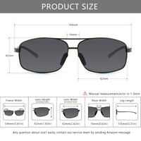 SUNGAIT Ultra Lightweight Rectangular Polarized Sunglasses Men UV400 Protection (Gunmetal Frame Gray Lens, 62) Metal Frame SGT458 QKH-CA