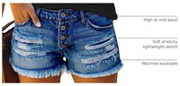 cordat Women's Denim Jean Shorts Ripped Mid Waist Cut Off Sexy Beach Shorts