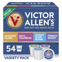 Victor Allen's Coffee Decaf Coffee Variety Pack (Decaf Donut Shop Blend, Morning Blend, French Roast, 100% Colombian), 54 Count, Single Serve Coffee Pods for Keurig K-Cup Brewers