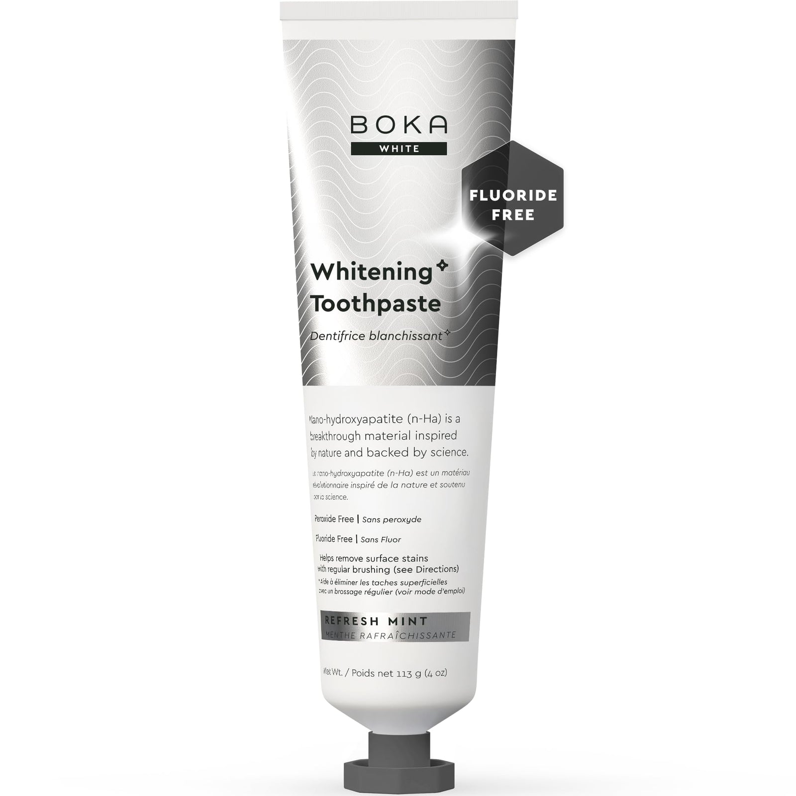 Boka Fluoride Free Toothpaste, Nano Hydroxyapatite Toothpaste, Appropriate for Sensitive Teeth, for Adult, Kids Oral Care - Whitening* Refresh Mint, 4 Fl Oz 1Pk