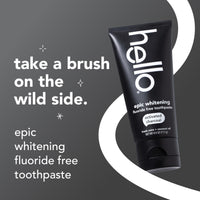 hello Epic Whitening Charcoal Fluoride Free Toothpaste, Activated Charcoal Toothpaste with Coconut Oil, Whitens Teeth Naturally, SLS Free, Fresh Mint, 3 Pack, 4.0 Oz Tubes