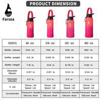 Farsea Insulated Water Bottle With Paracord Handle, Protective Silicone Boot and 2 Lids (Straw Lid & Spout Lid), Stainless Steel Water Bottle Wide Mouth, Double Wall Sweat-Proof BPA-Free, 18 oz