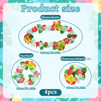 Hawaiian Outfits Accessories Set for Women, 8 PCS Summer Hula Dress Up Accessory with Tropical Flower Crown, Hibiscus Hair Clip, Leis, Bracelet, Earring and Sunglasses for Hawaii Beach Favors Supplies