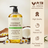 MAJESTIC PURE Coconut Massage Oil for Massage Therapy - Refreshing, and Relaxing - Natural Oils - for All Skin Types - Men and Women - 8 fl oz