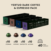 Nespresso Capsules Vertuo, Dark Assortment Variety Pack, Dark Roast Coffee & Espresso, 40-Count Coffee & Espresso Pods, Brews 7.8 oz. and 1.35oz.