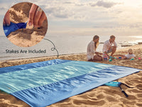 Wekapo Beach Blanket Sandproof, Beach Mat, Big & Compact Sand Free Mat Quick Drying, Lightweight & Durable with 6 Stakes & 4 Corner Pockets, Standard (1~3 person)