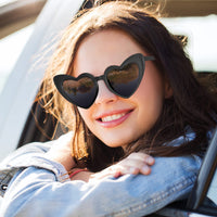 Frienda 9 Pairs Heart Shaped Sunglasses Cat Eye Shaped Sunglass for Women Bridesmaid Bachelorette Wedding Party Favor(Black Grey)