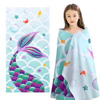 WERNNSAI Mermaid Kids Beach Towel for Girls - 30” x 60” Mermaid Sand Free Swim Towels for Girls Bath Pool Camping Travel Towel Quick Dry Ultra Absorbent Super Soft Beach Blanket Bath Shower Towel