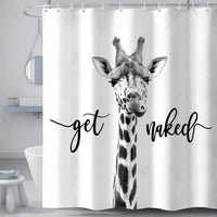 Hajmsug Funny Giraffe Get Naked Shower Curtain for Bathroom, Cute Animal Wildlife Safari Decor Bathtub Fabric Curtain, Waterproof Polyester Shower Curtain Sets with Hooks, 69 x 70