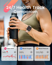 Smart Watch for Women Men Fitness: Smart Watch for iPhone&Android Bluetooth Call with SpO2 Sleep Heart Rate Monitor,IP68,Fitness Tracker with 120+Sport,Reloj Inteligente 30 Day+Battery Life, 2 Bands