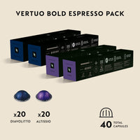 Nespresso Capsules Vertuo, Espresso Bold Variety Pack, Medium and Dark Roast Espresso Coffee, 40-Count Espresso Pods, Brews 1.35oz.