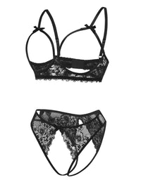 Avidlove Women's Exotic Lingerie Sets Naughty 2 Pieces Bra Panty Set Sexy Cutout Lace Lingerie Black Large