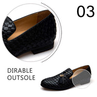 Men's Vintage Velvet Embroidery Noble Loafer Shoes Slip-on Loafer Smoking Slipper Tassel Loafer, Black/01, 9.5 US