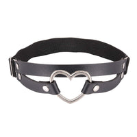 FM FM42 Black PU Simulated Leather Women's Gothic Double Straps Heart O Ring Leg Thigh Elastic Garter Belt, One Pair