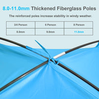 Gorich Beach Tent Sun Shelter for 3/4/6/8/10 Person with UPF 50＋ UV Protection, Lightweight & Easy Setup Beach Shade Canopy, Portable Beach Shade Tent Beach Cabana