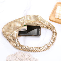 Afashor Womens Metallic Evening Bag Cute Hobo Handbag Fashion Shiny Moon-shaped Shoulder Purse Golden