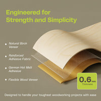 Edge Supply Birch 1/2 in x 250 ft Roll – Pre-Glued Iron On Wood Veneer Tape – Wood Veneer Edge Banding Tape with Hot Melt Adhesive, Smooth Sanded Finish Ideal for Furniture & DIY, Made in USA