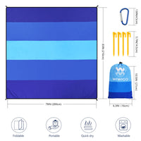WIWIGO Beach Blanket Waterproof Sandproof Beach Mat 79" X 83"/10'x9'for 2-8 Adults Quick Drying Outdoor Picnic Mat Beach Accessories for Travel, Camping, Hiking