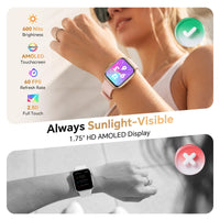 Smart Watch for Women Android iPhone [40mm 3 Bands], 1.75‘’ AMOLED Display Fitness Watch with Answer/Make Calls, 110+ Sport Modes, Heart Rate/Sleep/SpO2 Monitor, 3ATM Waterproof (Cloud Star Pink)