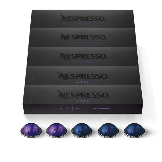 Nespresso Capsules Vertuo, Espresso Variety Pack, Medium and Dark Roast Espresso, 50-Count Espresso Pods, Brews 1.35oz.