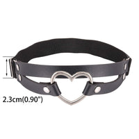 FM FM42 Black PU Simulated Leather Women's Gothic Double Straps Heart O Ring Leg Thigh Elastic Garter Belt, One Pair