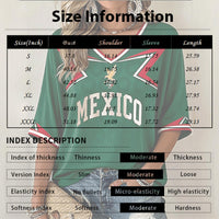 Mexico Jersey Women 2026 Soccer Shirts, Playera De Mexico Mundial 2026, Mexican Soccer Jersey Women V Neck Short Sleeve World Cup T Shirt Footbag Fan Top Game Day Wear