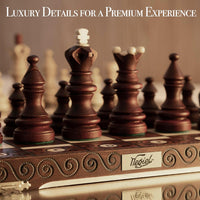 Wegiel Imperator 21-Inch Luxury Wooden Chess Set for Adults and Kids - Handcrafted from Premium Beech and Birch Wood - Unique Folding Design with Chess Piece Storage, Brown,Imperator - Brown
