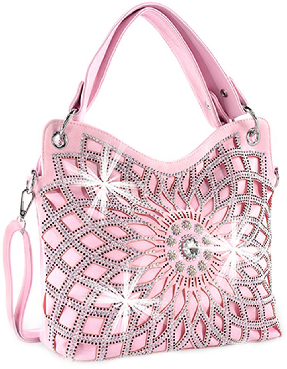 ZZFAB Double Handles Star Flower Bling Purse (Pink)