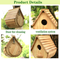 Bird House for Outside,Wood Birdhouses Outdoor, Wooden Bird House Bluebird Finch Cardinals Hanging Birdhouse for Garden Viewing