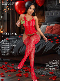 Buitifo Womens Fishnet Bodystocking Plus Size Bodysuit Sexy Tights Soft Nightwear Lingerie (Black TGBR,M)