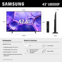Samsung 43-Inch Class Crystal UHD U8000F 4K Smart TV (2025 Model) Endless Free Content, Processor, MetalStream Design, Knox Security, Alexa Built-in