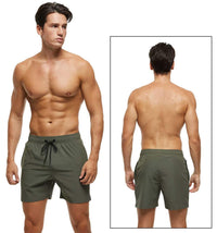 Tyhengta Men's Stretch Swim Trunks Quick Dry Beach Shorts with Zipper Pockets and Mesh Lining ArmyGreen 32
