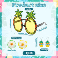 Hawaiian Outfits Accessories Set for Women, 8 PCS Summer Hula Dress Up Accessory with Tropical Flower Crown, Hibiscus Hair Clip, Leis, Bracelet, Earring and Sunglasses for Hawaii Beach Favors Supplies