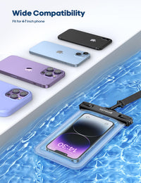 Lamicall Waterproof Phone Pouch Case - [2 Pack] IPX8 Beach & Cruise Essentials, Touch Screen, Easy Lock, Cell Phone Dry Bag for iPhone 17 16 15 14 13 12 11 Pro Max Plus, Galaxy S25, fit 7" with Case