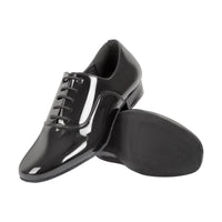 Linodes Men's Latin Dance Shoes 1 Inch Leather Sole Ballroom Salsa Tango Waltz Character Shoe-Black Patent-8.5M
