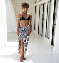 SHU-SHI Women Zebra Print Sarong Pareo Cover Up Bathing Suit Women Animal Beach Wrap Long Pool Trip Resort Skirt