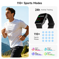 Smart Watch for Men,1.85 inch AMOLED Touchscreen for Android & iPhone Alexa Built-in Bluetooth Calls,Fitness Watch 110+ Sport Modes Heart Rate/Sp02/Sleep/Calories Monitor IP68 Waterproof(Black, 1.85)