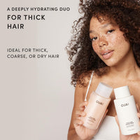 OUAI Thick Hair Shampoo & Conditioner Set, Travel Size - Moisturizing Shampoo & Conditioner - With Keratin, Marshmallow Root, Shea Butter & Avocado Oil - Sulfate, Paraben & Phthalate Free (3 Oz)