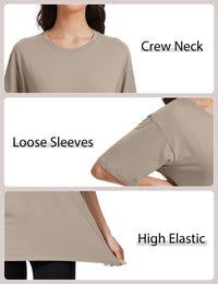 Kinglaman 5 Pack Womens Oversized T Shirts Crew Neck Loose Fit Short Sleeve Tshirts Summer Workout Plus Size Tee Tops 1 Black 1 White 1 Army Green 1 Khaki 1 Dark Pink Large