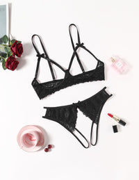 Avidlove Women's Exotic Lingerie Sets Naughty 2 Pieces Bra Panty Set Sexy Cutout Lace Lingerie Black Large