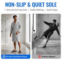 Aoowoll Shower Shoes for Men and Women,Non-Slip Slippers Quick Dry Bath Slides with Drainage Holes,EVA Lightweight Sandals for Bathroom, Pool, Gym, Dorm, Sauna, Indoor Outdoor Use Wide Fit(Balck 44)