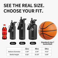 RAYMYLO Insulated Water Bottle 40 oz, Triple Wall Vacuum Stainless Steel (Cold for 36Hrs, Hot for 18Hrs), Leak Proof & Non-BPA, Modern Water Flask Jug with Paracord Handle & Straw Spout Lids