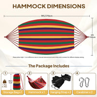 ANYOO Cotton Hammock Portable Camping Hammocks for Hanging Sturdy Garden Comfortable Fabric Hammock with Tree Straps Up to 660lbs with Travel Bag for Camping Outdoor/Indoor Patio Backyard