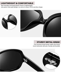 Joopin Oversized Sunglasses Womens Trendy, Polarized Big Black Sun Glasses for Woman UV Protection, Retro Ladies Large Square Shades Sunnies