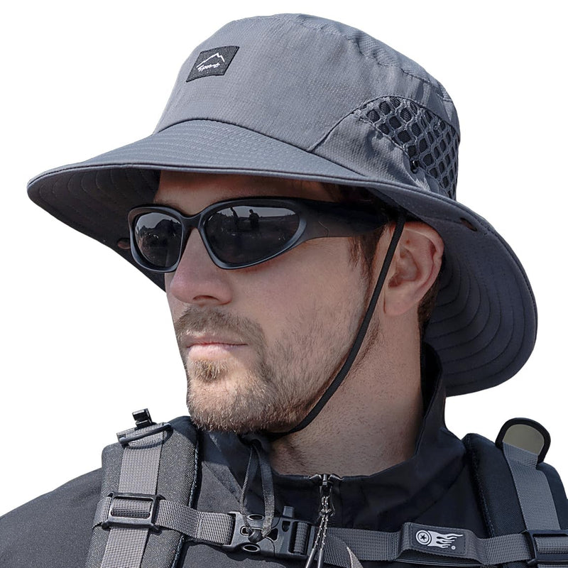 Sireck Fishing Hat, UPF50+ Wide Brim Sun Hat for Men Women, UV Protection Hiking Beach Bucket Hats Summer Safari Hat (Gray)