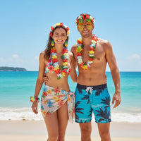 Hawaiian Outfits Accessories Set for Women, 8 PCS Summer Hula Dress Up Accessory with Tropical Flower Crown, Hibiscus Hair Clip, Leis, Bracelet, Earring and Sunglasses for Hawaii Beach Favors Supplies