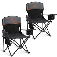 ALPHA CAMP 2-Pack Camping Chair with Cooler Bag, Heavy Duty 250lbs Capacity Folding Chair with Lumbar Support & Side Pocket, Portable Quad Chairs for Beach Fishing Tailgating & Sideline Sport