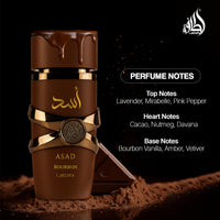 Lattafa Asad Bourbon for Unisex Eau de Parfum Spray, 3.4 Ounce / 100 ml