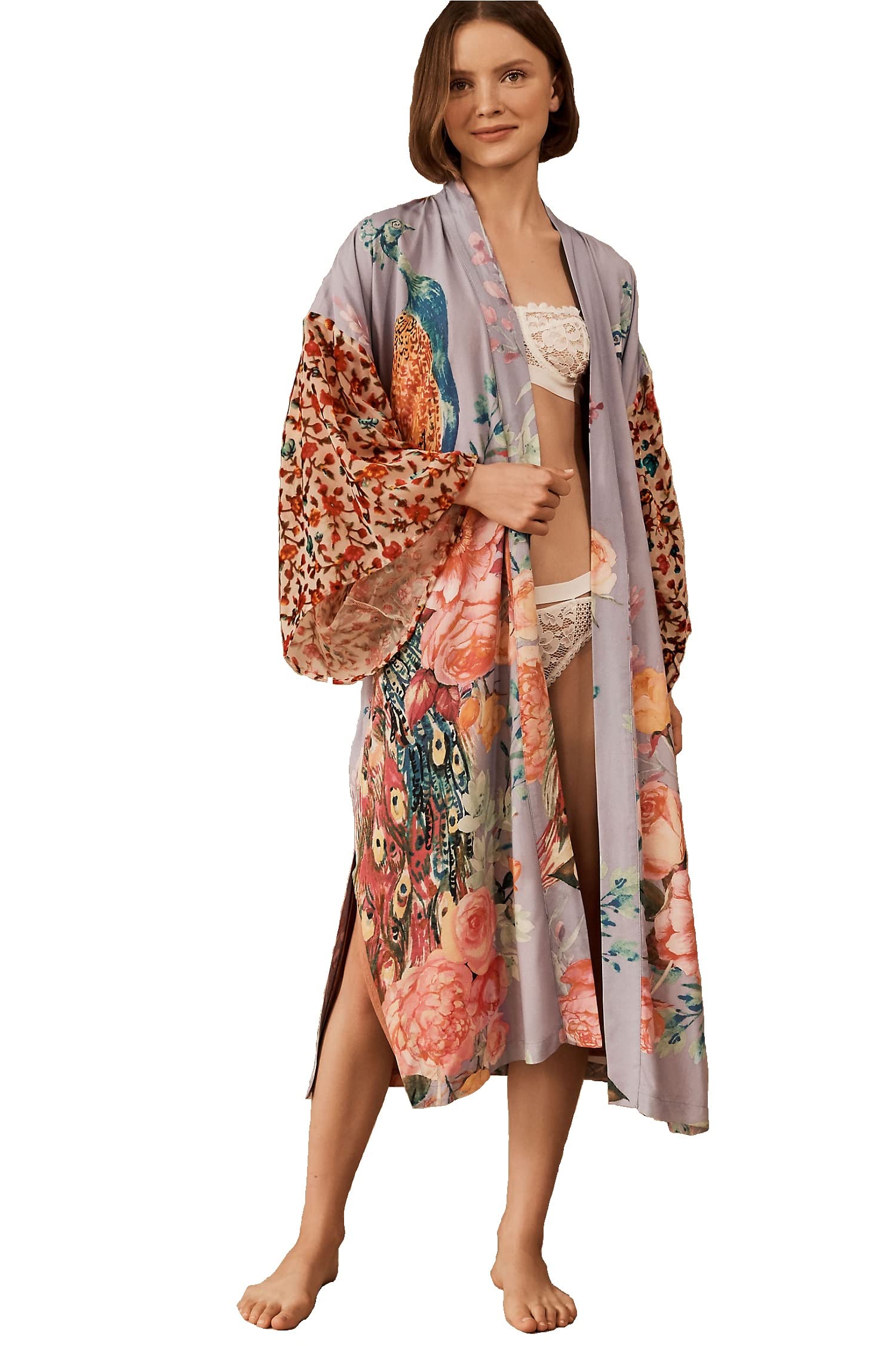 NFASHIONSO Women's Fashion Geometry Print Cover ups Tunic Kimono Cardigan Shawl